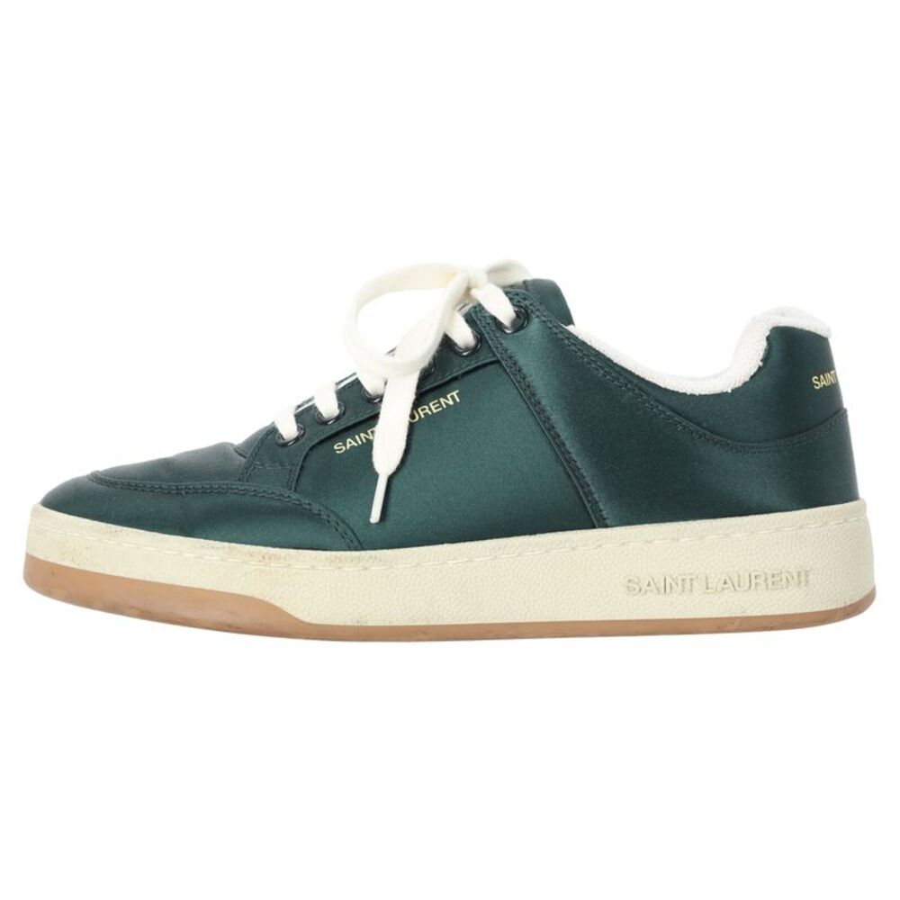 Saint Laurent SL/61 Low-Top Sneakers in Green Satin - Picture 2 of 12